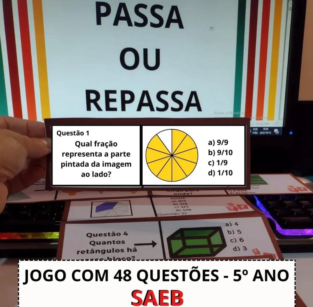 JOGO PASSA OU REPASSA DE MATEMÁTICA  5º ANO