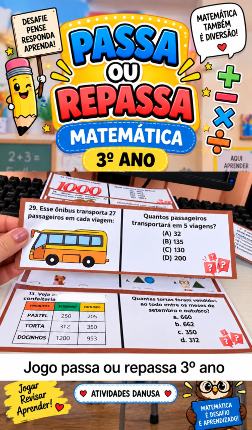 JOGO PASSA OU REPASSA DE 3º ANO - MATEMÁTICA