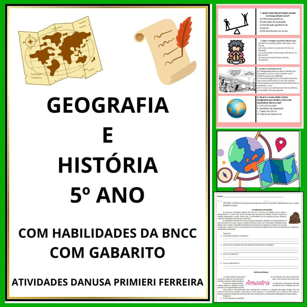 GEOGRAFIA E HISTÓRIA DE 5º ANO - Atividades Danusa