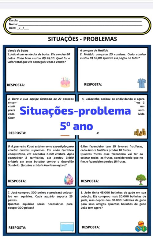 Situações problema 5⁰ ano Volume 2 - Imagem 2