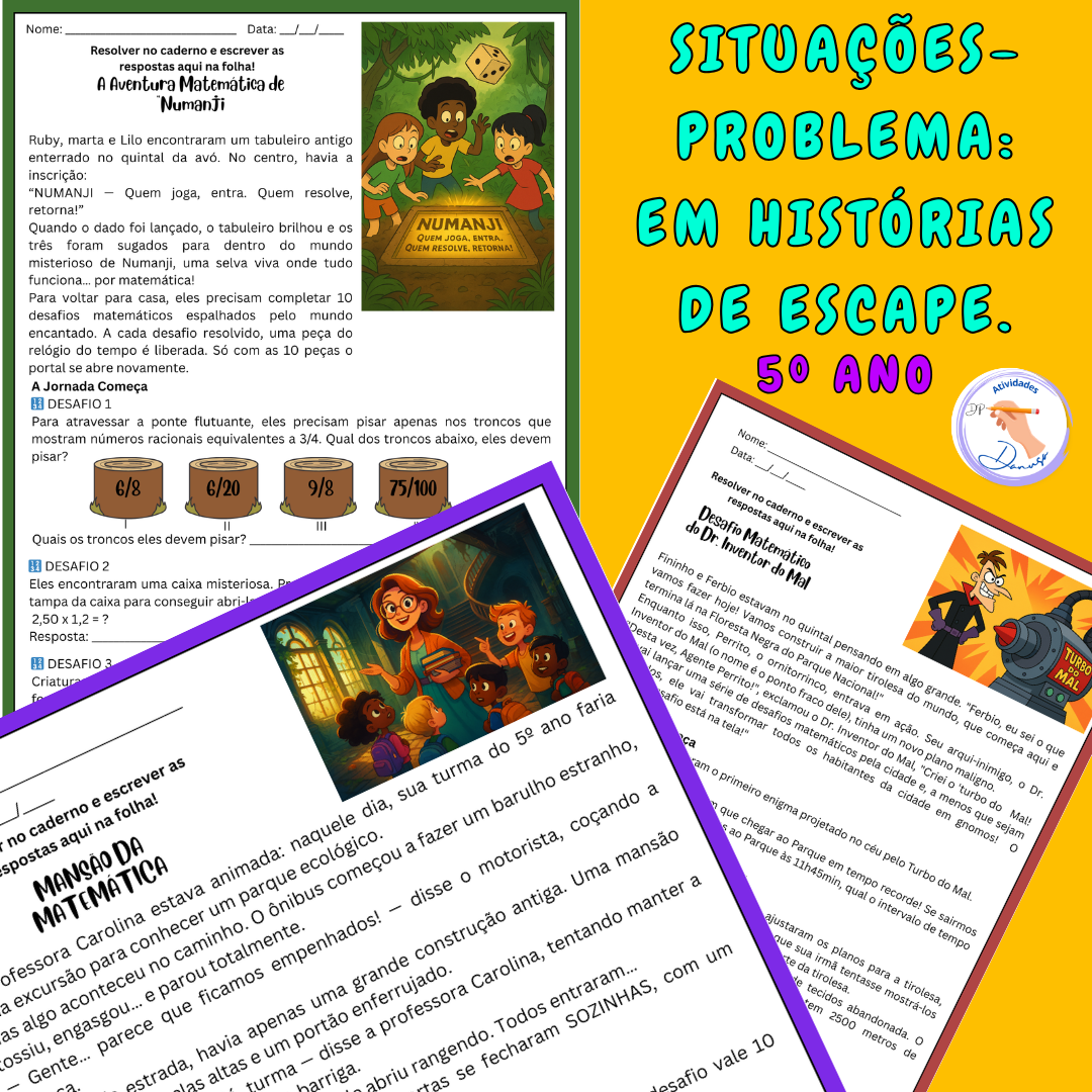 Situações Problema de 5⁰ ano em histórias de Aventura e Escape