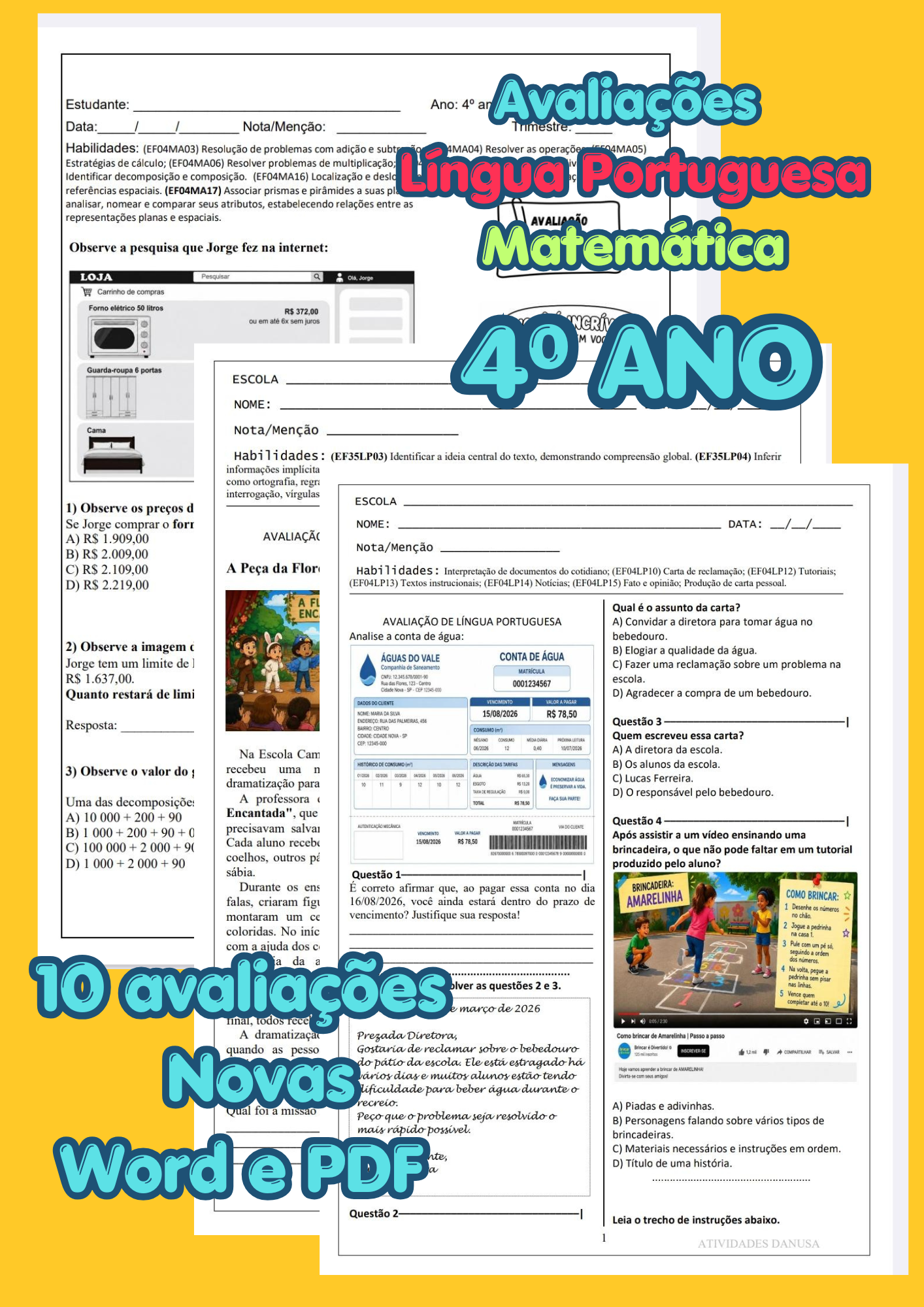 Avaliações de 4⁰ ano